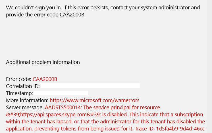 Outlook Exchange Online Service Principal Disabled Hatası